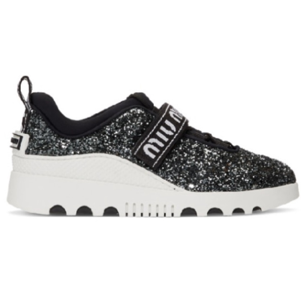 Miu Miu Black and White glitter run sneakers 6